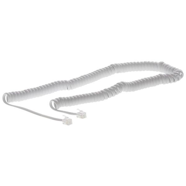 Spirálový kabel sluchátka Helos dlouhý, bílý, volný, 14125