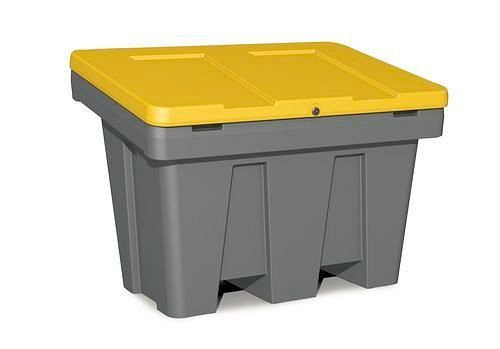 Nádoba na posyp DENIOS typ GB 300, vyrobena z polyetylenu (PE), objem 300 litrů, žluté víko, 241-877