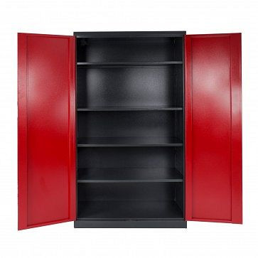 ADB dvoudveřová skříň XXL, rozměry (Š x V x H): 1100 x 1920 x 580 mm, barva: korpus (šedá, RAL 7016) přední (červená, RAL 3000), 40913