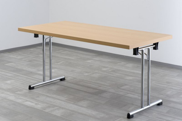 Stół składany Hammerbacher 160x80 cm rama buk/chrom, kształt prostokątny, VKL16/6/C