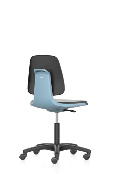 bimos pracovní židle Labsit s kolečky, sedák V.450-650 mm, PU pěna, modrá skořepina sedáku, 9123-2000-3277