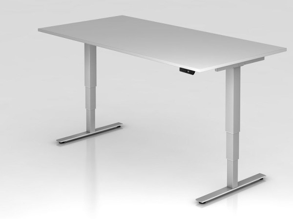 Hammerbacher elektrisk sidde-stå skrivebord 200x100cm grå, arbejdshøjde 63,5 -128,5 cm, VXDSM2E/5/S