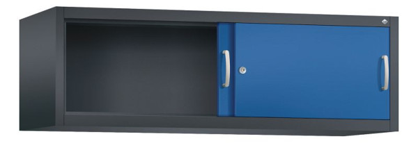 C+P bovenkast Acurado, H500xB1600xD500mm, kleur: zwartgrijs / gentiaanblauw, beugelgreep, 1 niveau, 2154-00 S10066