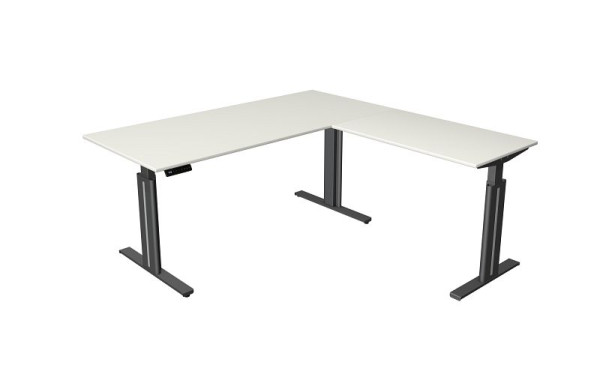 Sedací/stojací stůl Kerkmann Š 1800 x H 800 mm, s přídavným prvkem 1000 x 600 mm, elektricky výškově stavitelný od 720-1200 mm, paměťová funkce, bílá, 10324510