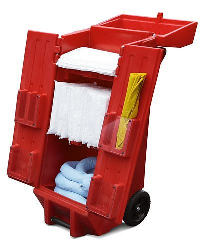 Zestaw ratunkowy DENSORB w czerwonym wózku, wersja &quot;Universal&quot;, pojemność 37 litrów, 208-207