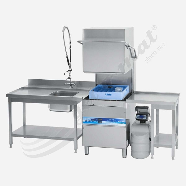 gel-o-mat E Complete 2000 áteresztő mosogatógép, lefolyóasztal a jobb oldalon, 3071re