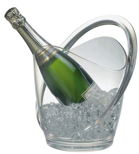 Chladnička na víno/šampaňské APS, 23 x 22 cm, výška: 27,5 cm, MS, křišťálově čistá, 3 litry, vhodné na jednu láhev, s madlem na přenášení, 36055