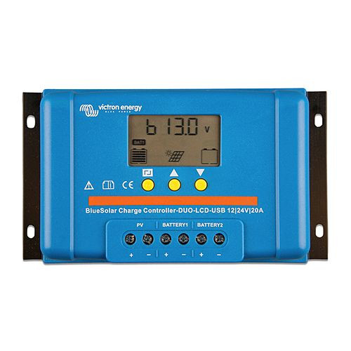 Controlador de carga solar Victron Energy BlueSolar PWM DUO-LCD e USB 12 / 24V-20A, 321953