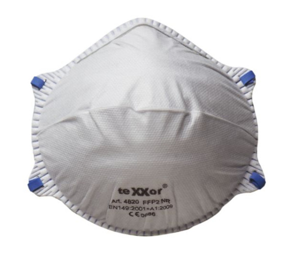 máscara contra poeira fina teXXor FFP2 "NR" com clipe nasal, embalagem de 240, 4820