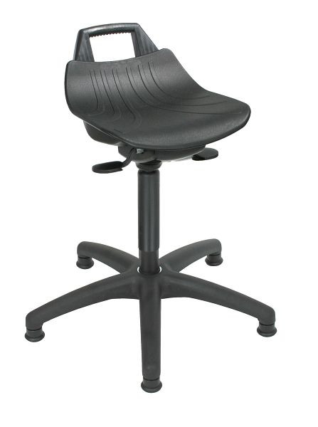 Lotz "Ekstremt behagelig" ståhjælp, PP sæde sort, stor, sædehøjde 490-680mm, sort plastikfod, glider, 3662.07