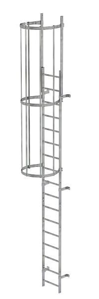 Munk Günzburger Steigtechnik Jednodílný vertikální žebřík s bezpečnostní klecí (konstrukce) pozinkovaná ocel 5,96m, 520100