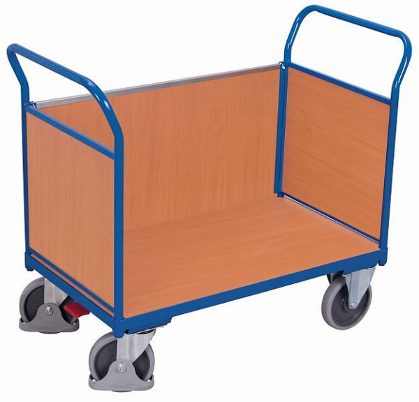 Třístěnný vozík VARIOfit se dřevem, vnější rozměry: 1 190 x 700 x 1 015 mm (ŠxHxV), sw-700.302