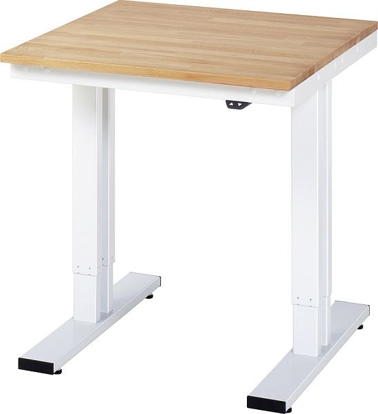 Stół roboczy RAU seria adlatus 300 (elektrycznie regulowana wysokość), blat z litego drewna bukowego, 750x720-1120x800 mm, 08-WT-075-080-B