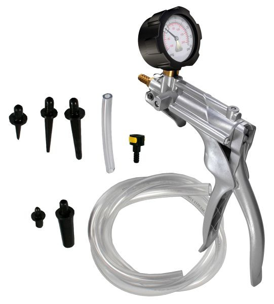Bomba manual de pressão/vácuo Busching metálica, pressão +4 bar / vácuo -1 bar, 100436