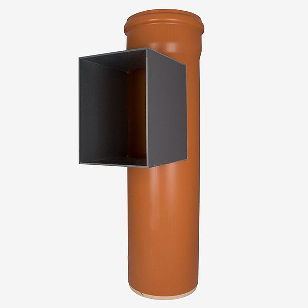 Tubo de descarga de porta em PVC HKW, retangular, Ø 250 mm, profundidade 245 mm, 9112-25