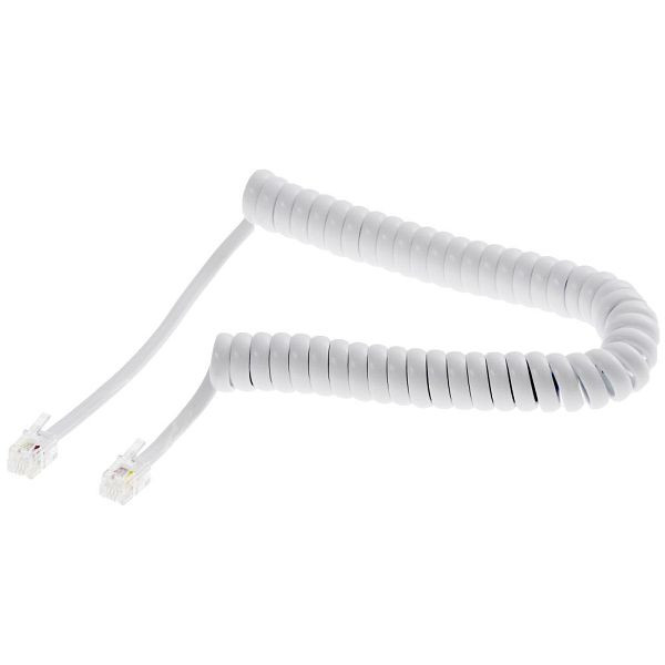 Cablu spiralat pentru receptor Helos, scurt, alb, liber, 14109