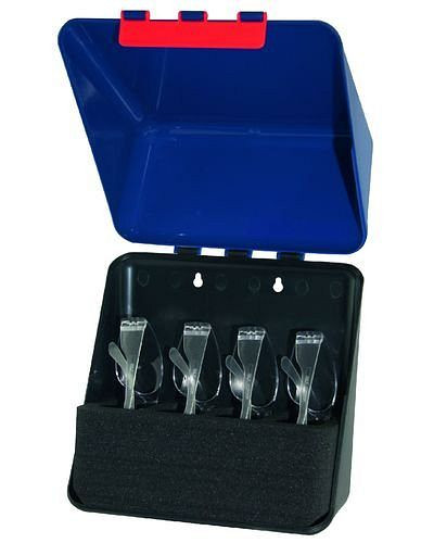 DENIOS midi-boks til opbevaring af 4 beskyttelsesbriller, blå, 123-604