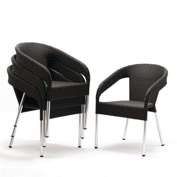 Cadeiras Bolero em vime com braços em design de alumínio antracite, PU: 4 peças, CG223