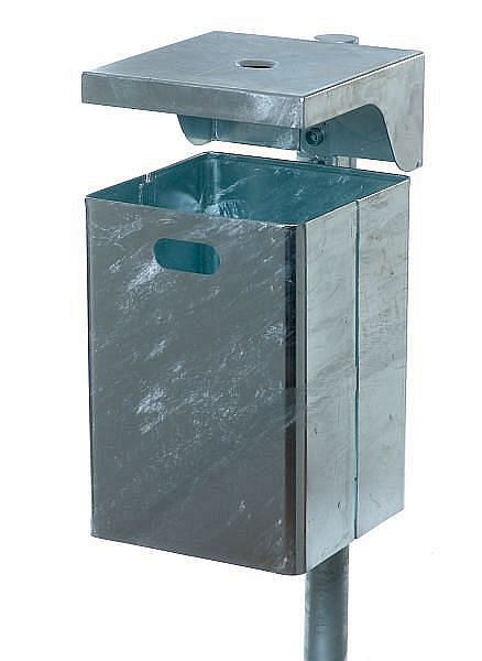 Renner rechthoekige afvalbak ca. 40 L met asbak, geschikt voor wand- en paalmontage, thermisch verzinkt, 7049-10FV
