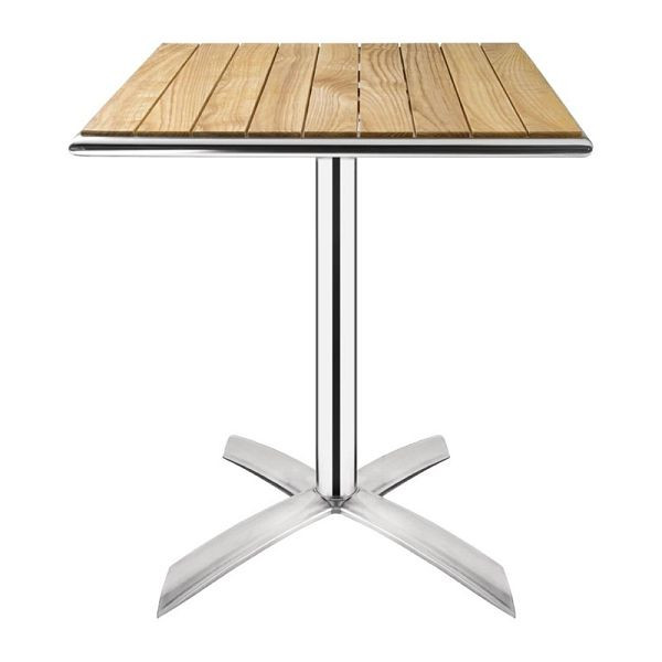 Μπολερό τετράγωνο πτυσσόμενο τραπέζι σταχτό ξύλο 1 πόδι 60cm, GK991