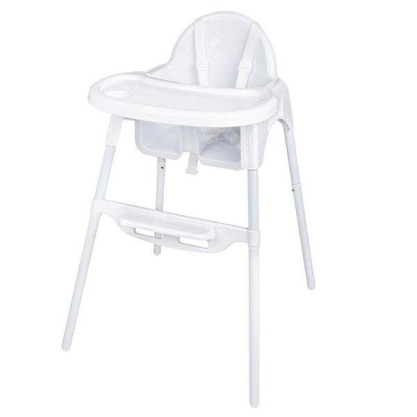 Krzesełko do karmienia Bolero ze stali nierdzewnej i polipropylenu w kolorze białym, CY599