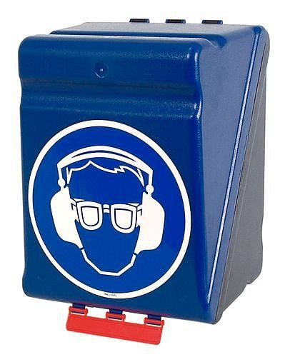 DENIOS maxi box pro uložení ochrany zraku/sluchu, modrý, 116-491