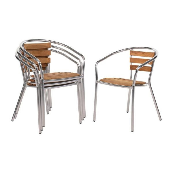 Cadeira bolero em alumínio e freixo, PU: 4 peças, U421