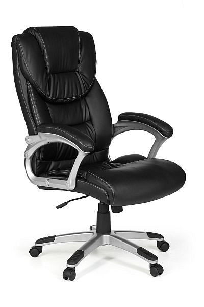 Cadeira de escritório Amstyle Madrid imitação de couro preta ergonômica com apoio de cabeça, SPM1.225