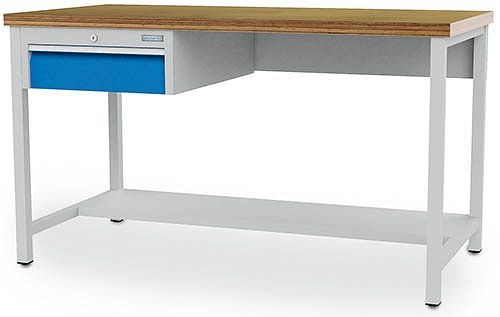 Bedrunka+Hirth arbejdsbord, bredde 2000 mm, med hængende skuffeblok, 03.19.31VA