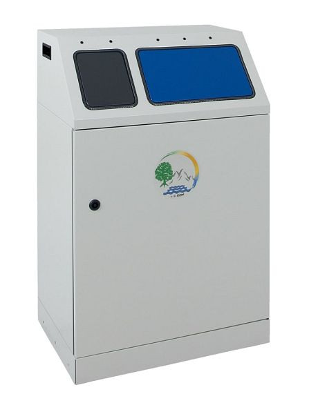 Segregator odpadów tępych duplex, RAL 7035/RAL 7016, RAL 5010, pojemnik wewnętrzny ocynkowany, 1x30, 1x60 litrów, 635-075-0-2-400