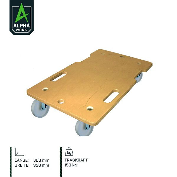 Alpha Work univerzális henger 350x600 mm, műanyag kerék 75 mm, festett fa felület, 150 kg teherbírás, 8 db, 05904 csomag
