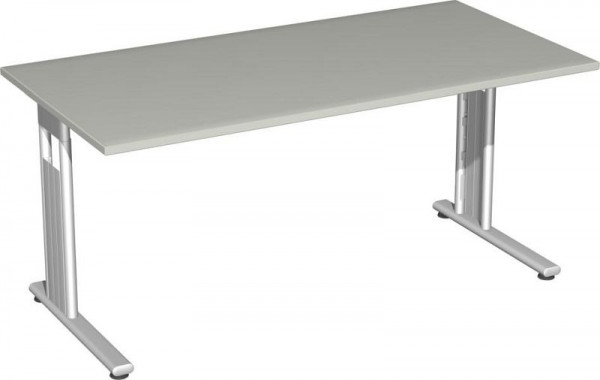 geramöbel bureau, vaste hoogte, C voet flex, 1600x800x720, lichtgrijs/zilver, S-618103-LS
