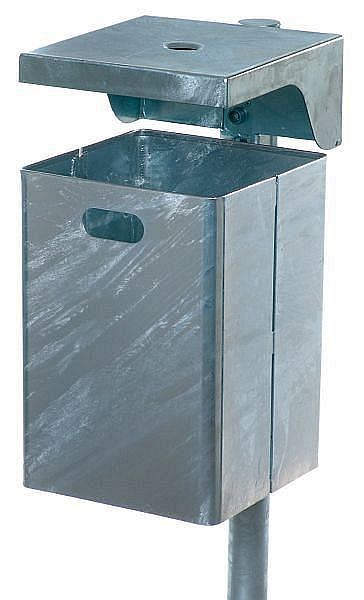 Renner obdélníkový odpadkový koš s víkem cca 50 L s popelníkem, vhodný pro montáž na stěnu a sloupek, žárový zink, 7049-50FV