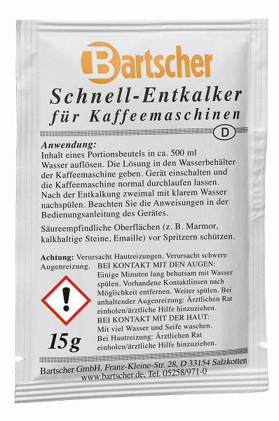 Bartscher vízkőoldó, kávéfőzők, 30 db-os csomag, 190065