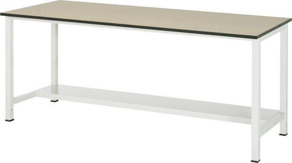 RAU arbejdsbord serie 900, B2000xD800xH825mm, MDF bordplade (medium density fiberboard), tykkelse 22mm, med hylde i bunden, 320mm dyb, 03-900-3-F22-20.12