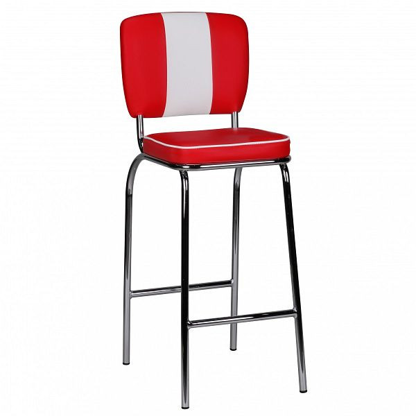 Cadeira de bar Wohnling American Diner 50s retro vermelho branco, WL1.718