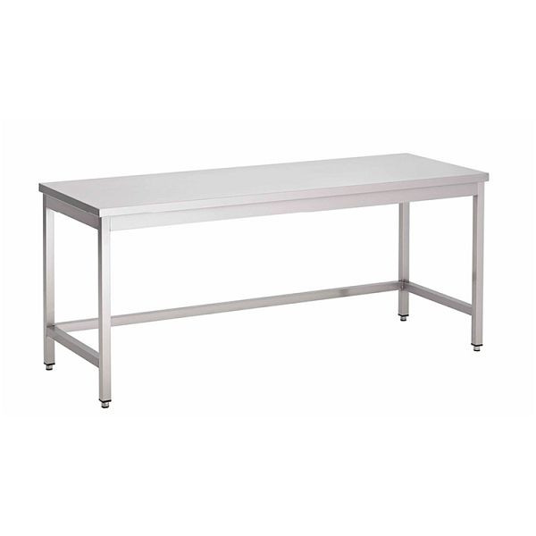 Nerezový pracovní stůl Gastro-Inox AISI 430 bez podnože, 2000x700x850mm, vyztužený 18 mm silnou, potažená dřevotříska, 301.144