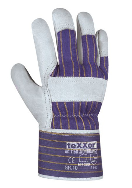 Γάντια από δέρμα αγελάδας teXXor full-grain "MONTBLANC I", μέγεθος: 10, συσκευασία: 120 ζευγάρια, 1158-10