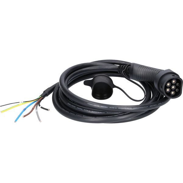Cablu de încărcare KS Tools, drept, capăt deschis / tip 2 22 kw, 400 v, 32 a, 5 metri, 117.7245