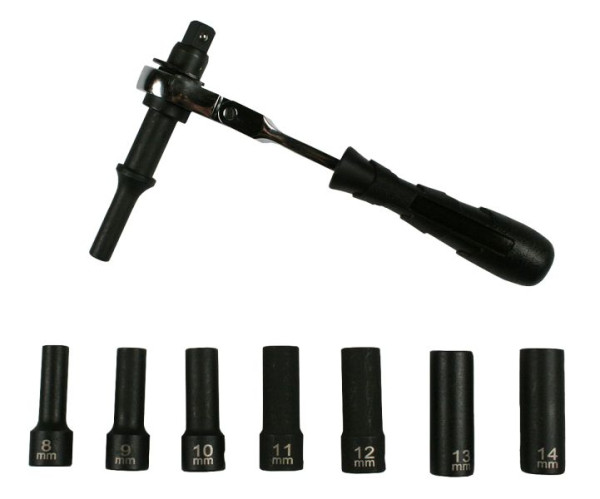 Conjunto de chave de fenda elétrica Busching "VibroShock", pontas de chave de fenda elétrica de 8 a 14 mm, 100693