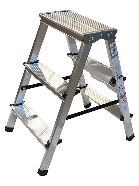 VaGo-Tools Ladder, trapladder, vouwladder, tweezijdige huishoudladder, 2x3 treden, AML-230_kv