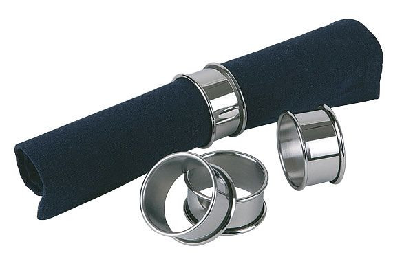 APS szalvétagyűrűk, Ø 4,5 cm, magasság: 2,5 cm, rozsdamentes acél, erősen polírozott, 4 db-os csomag, 04446