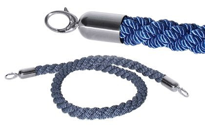 Vymezovací lano Contacto, modré, 150 cm bez sametu, chrom, 1604/754