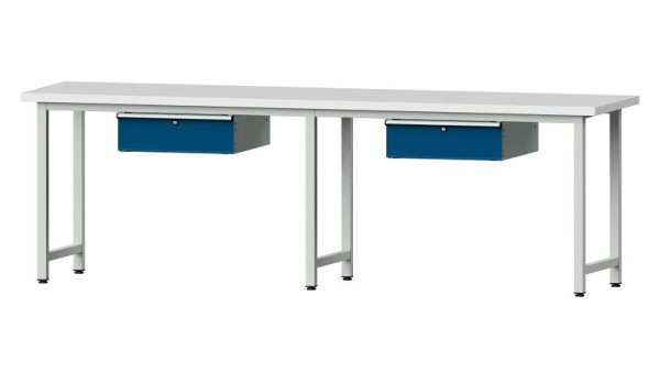 Pracovní stůl ANKE pracovní stůl, model 93, 2800 x 700 x 890 mm, RAL 7035/5010, KSP 40 mm, 400.421