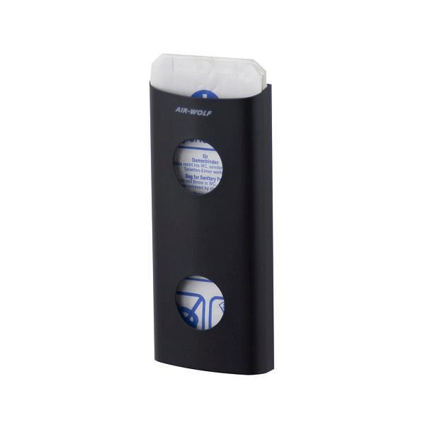 Air Wolf hygiejnepose dispenser, Alpha-serien, H x B x D: 262 x 117 x 35 mm, matsort rustfrit stål, 60-137