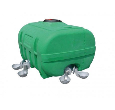 Cemo PE-vat 600 l koffervorm, groen RAL6029 met scharnierend deksel 380, compleet met schot, 10924
