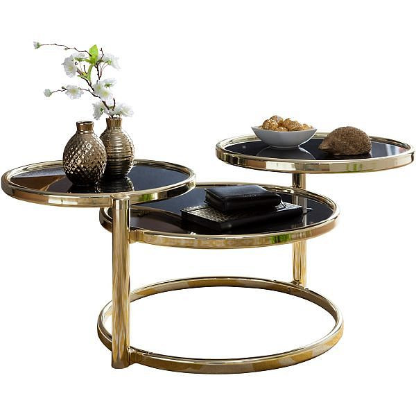 Wohnling dohányzóasztal SUSI 3 asztallappal fekete / arany 58 x 43 x 58 cm, WL5.767