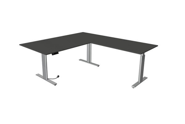 Τραπέζι καθίσματος/στάσης Kerkmann Move 3 ασημί W 2000 x D 1000 mm με πρόσθετο στοιχείο 1200 x 800 mm, ανθρακί, 10235913