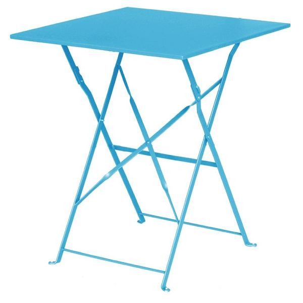 Bolero mesa de pátio dobrável quadrada aço azul celeste 60cm, GK985