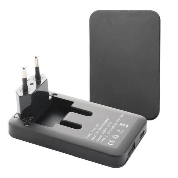 Offgridtec 2 stuks USB-lader extra platte voeding dual port USB-A USB-C zwart 20W, 8-01-017945_001